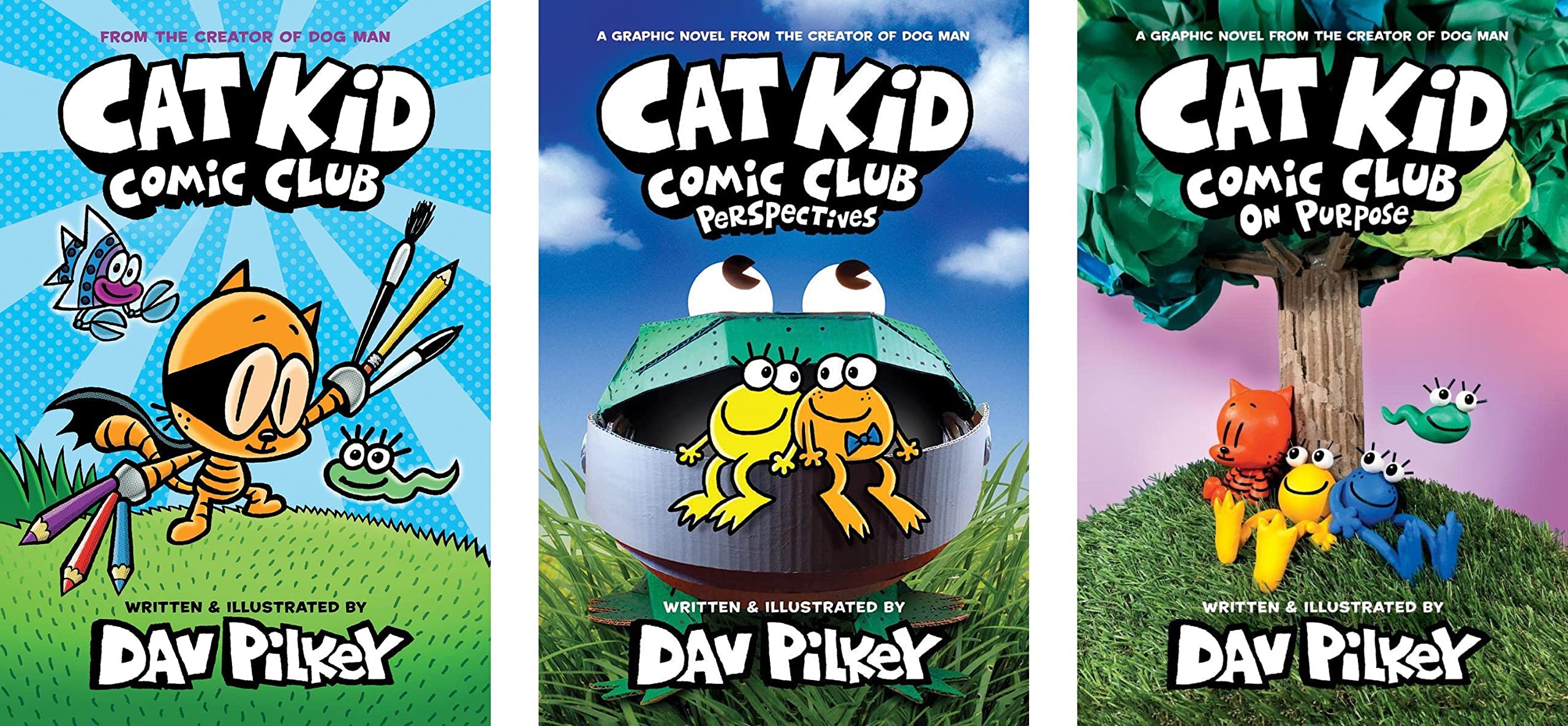 By Dav Pilkey 2 Bestselling Graphic Novel series collection [Dog Man Books Series (1-10) and Cat Kid Comic Club Series (1-3) ]