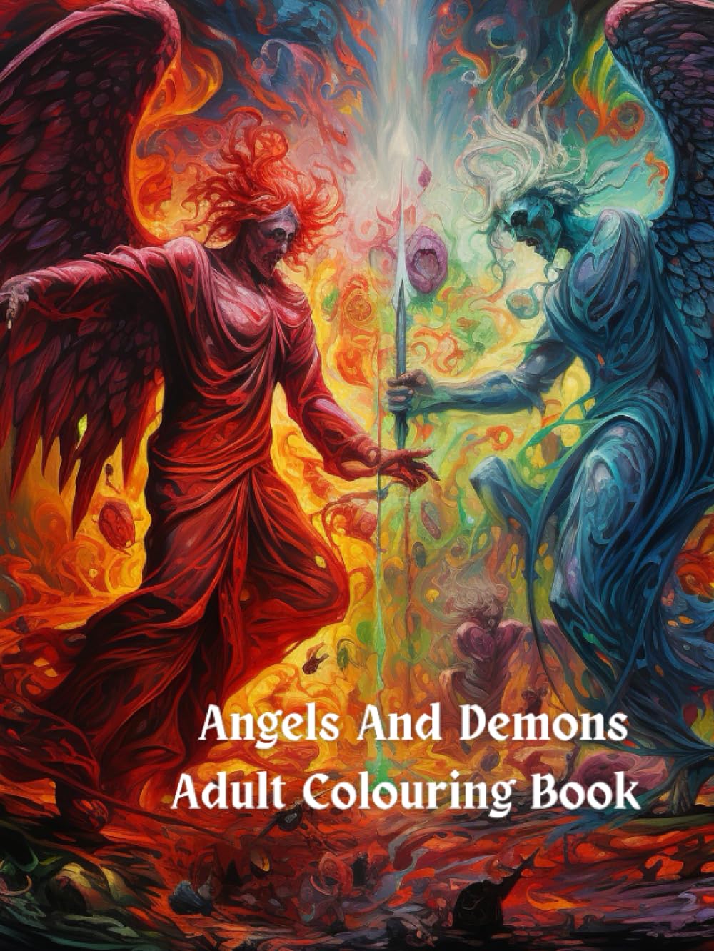 Angels And Demons Adult Colouring Book Heaven And Hell, Black And