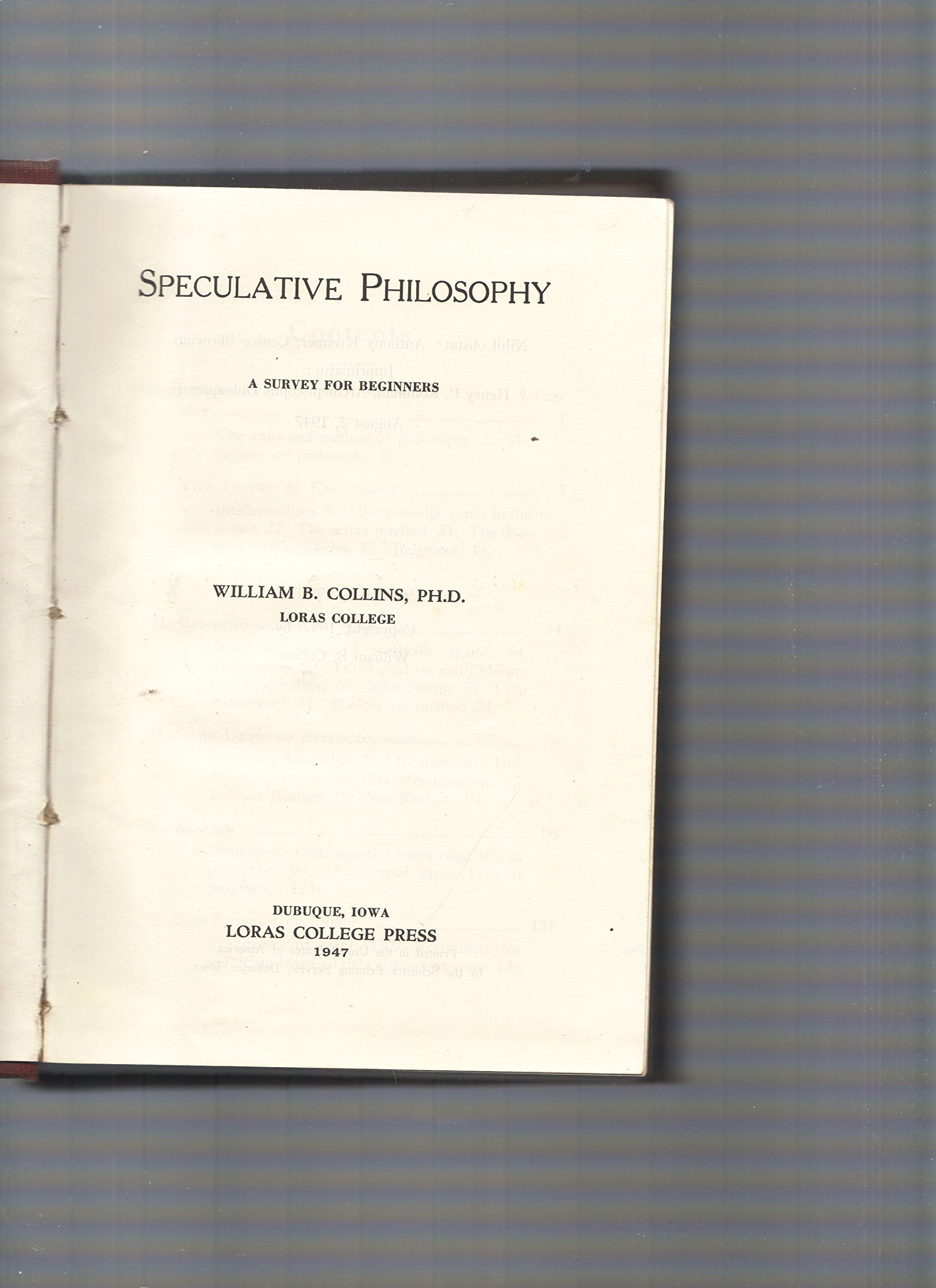 Speculative philosophy; A survey for beginners by William Bernard Collins Goodreads