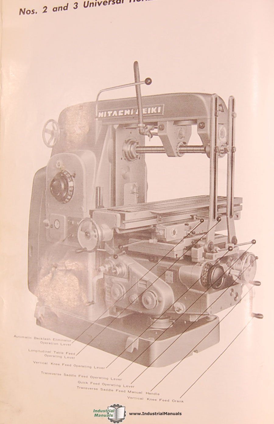 Hitachi Seiki 2ML, Milling Machine, Operations and Parts List Manual by