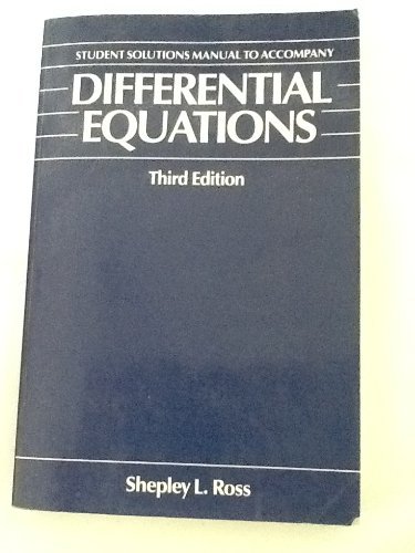 Differential Equations, Solutions Manual by Shepley L. Ross | Goodreads