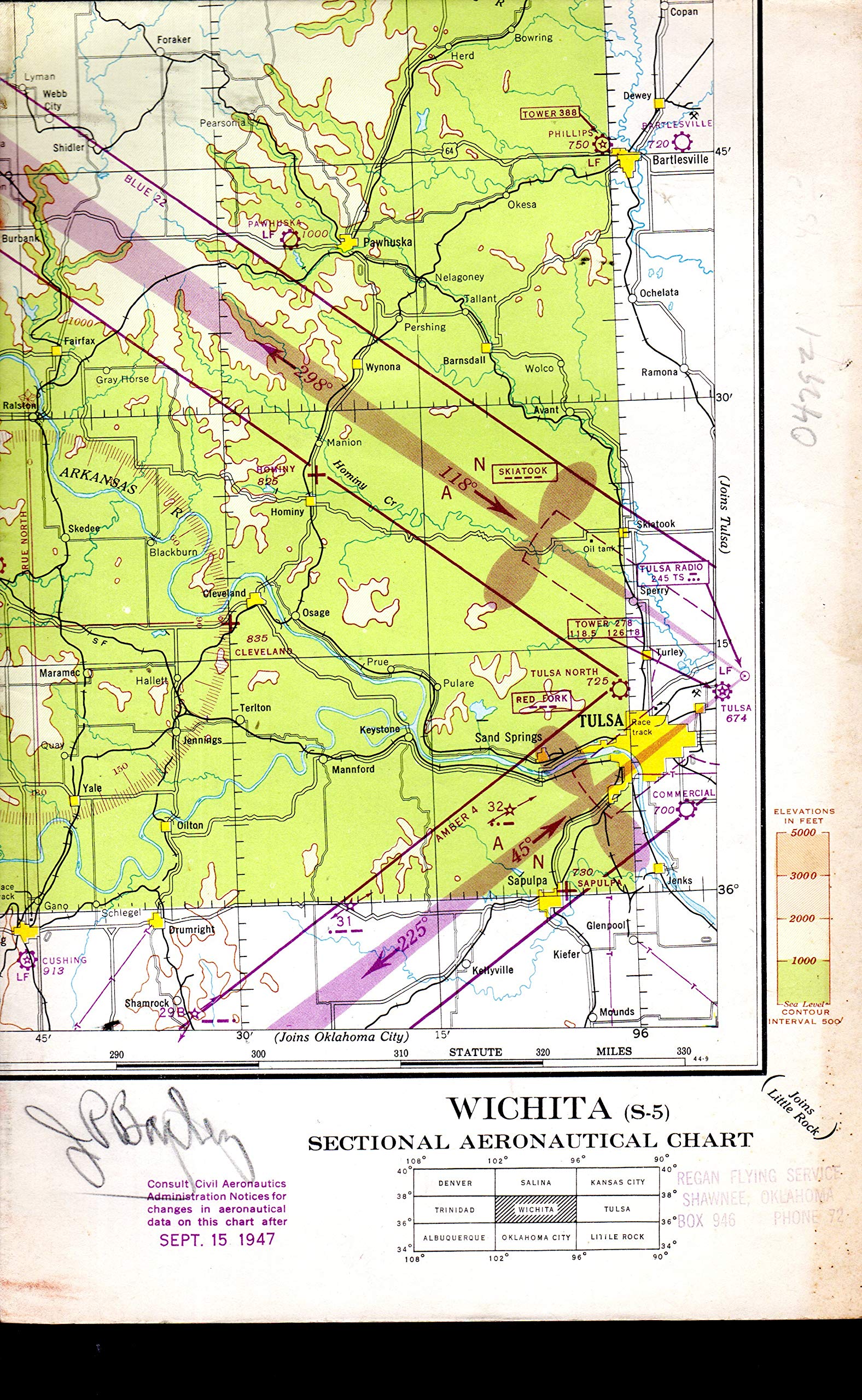 MAP Wichita (Kansas) (S5) Sectional Aeronautical Chart. "Restricted