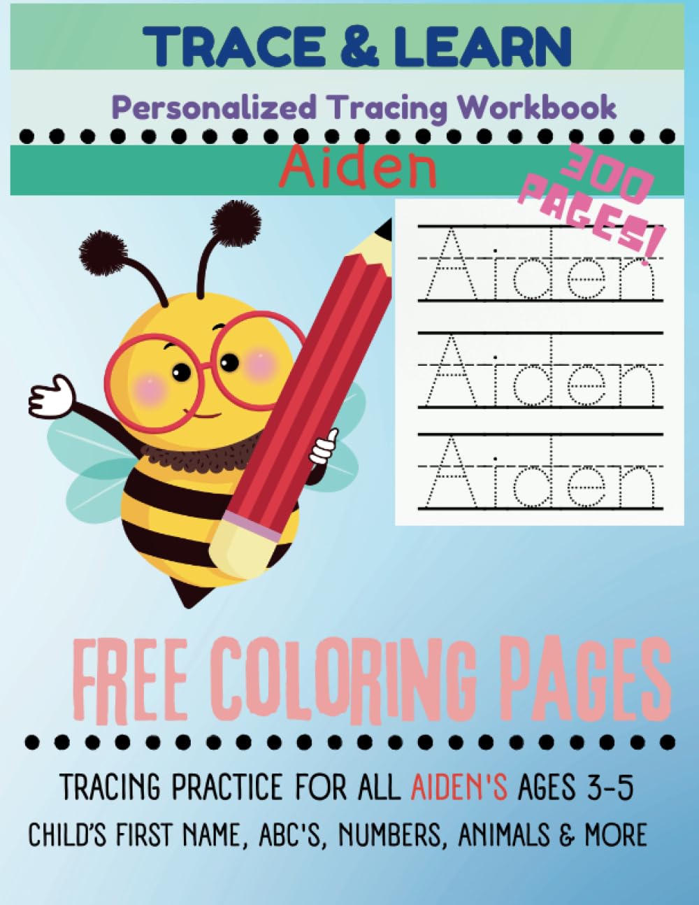 Trace &amp; Learn: Personalized Aiden Tracing Book: Name and Letter Tracing ...
