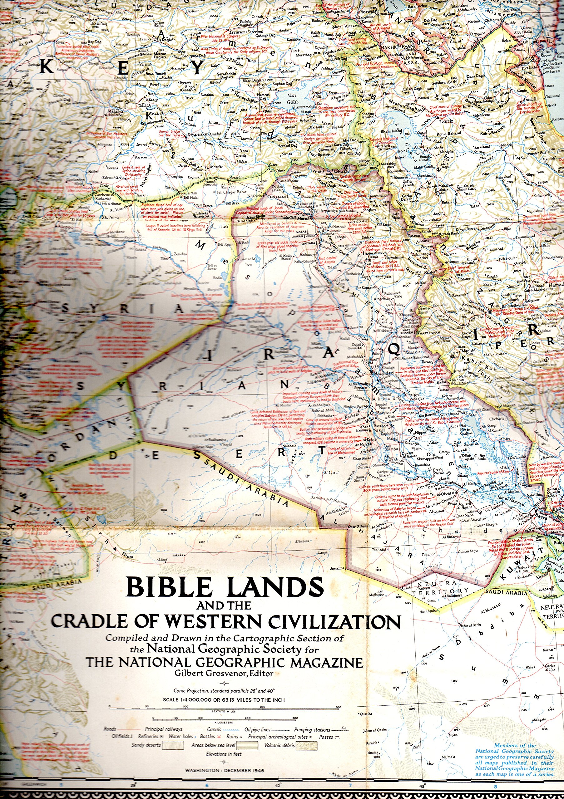 MAP "Bible Lands and the Cradle of Western Civilization Compiled and