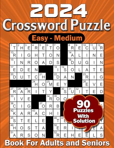 Easy And Medium Crossword Puzzles Book For Adults And Seniors 2024 With ...
