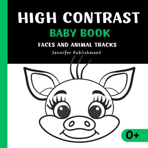 High Contrast Baby Book Faces and Animal Tracks Simple Black and White