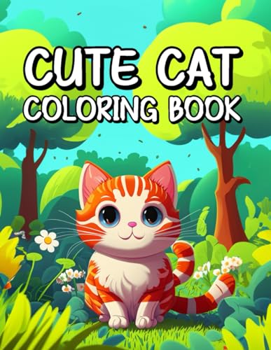 Cute Cat Coloring Large Book For Kids: Fun And Easy Coloring Pages in ...