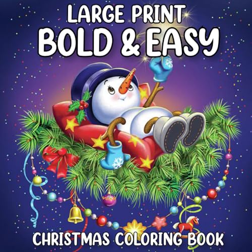 Large Print Bold &amp; Easy Christmas Coloring Book: Easy Bold Design ...