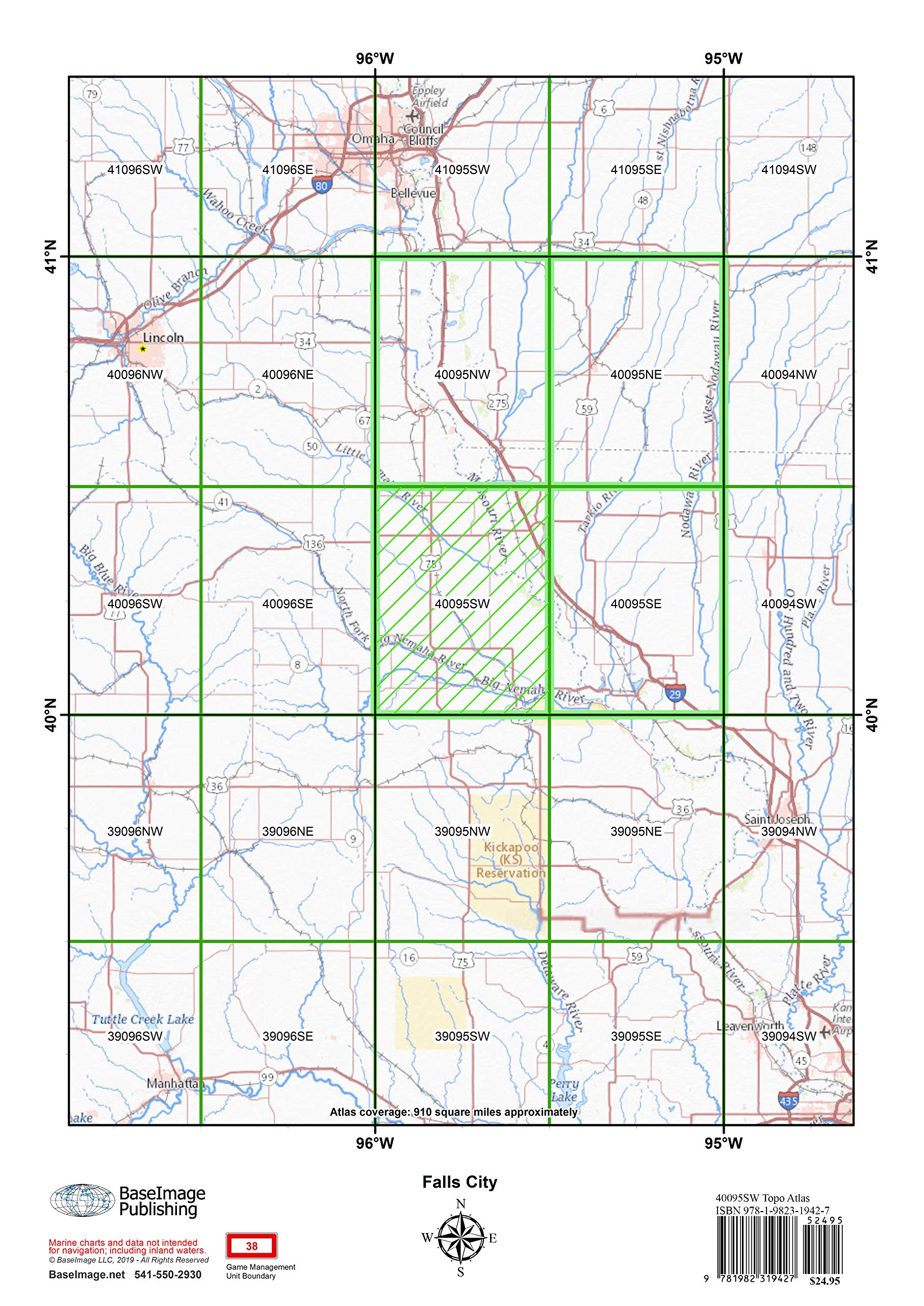 40°095° SW Falls City, Nebraska Backcountry Atlas by BaseImage