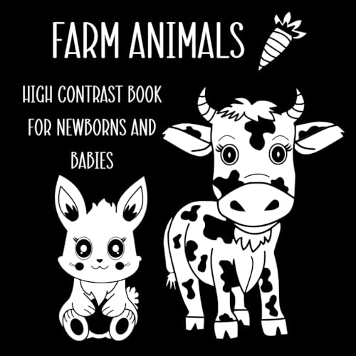 Farm Animals High Contrast Book for Newborns and Babies Simple Black