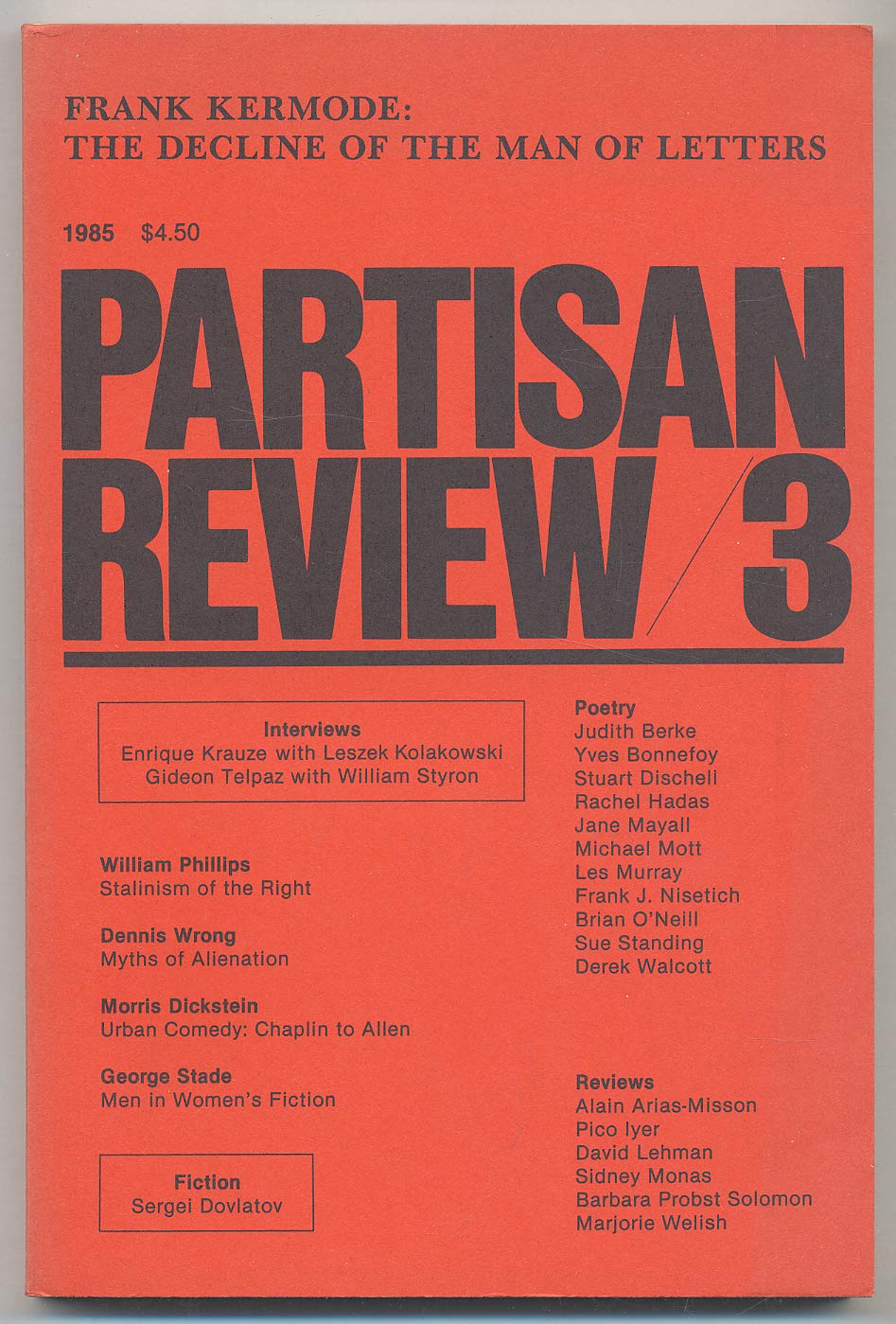 Partisan Review 1985, Volume LII, Number 3 by William Phillips Goodreads