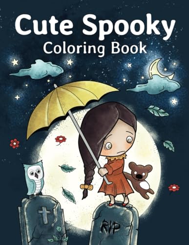 Cute Spooky Coloring Book: An adorable 26 hand-drawn coloring pages of