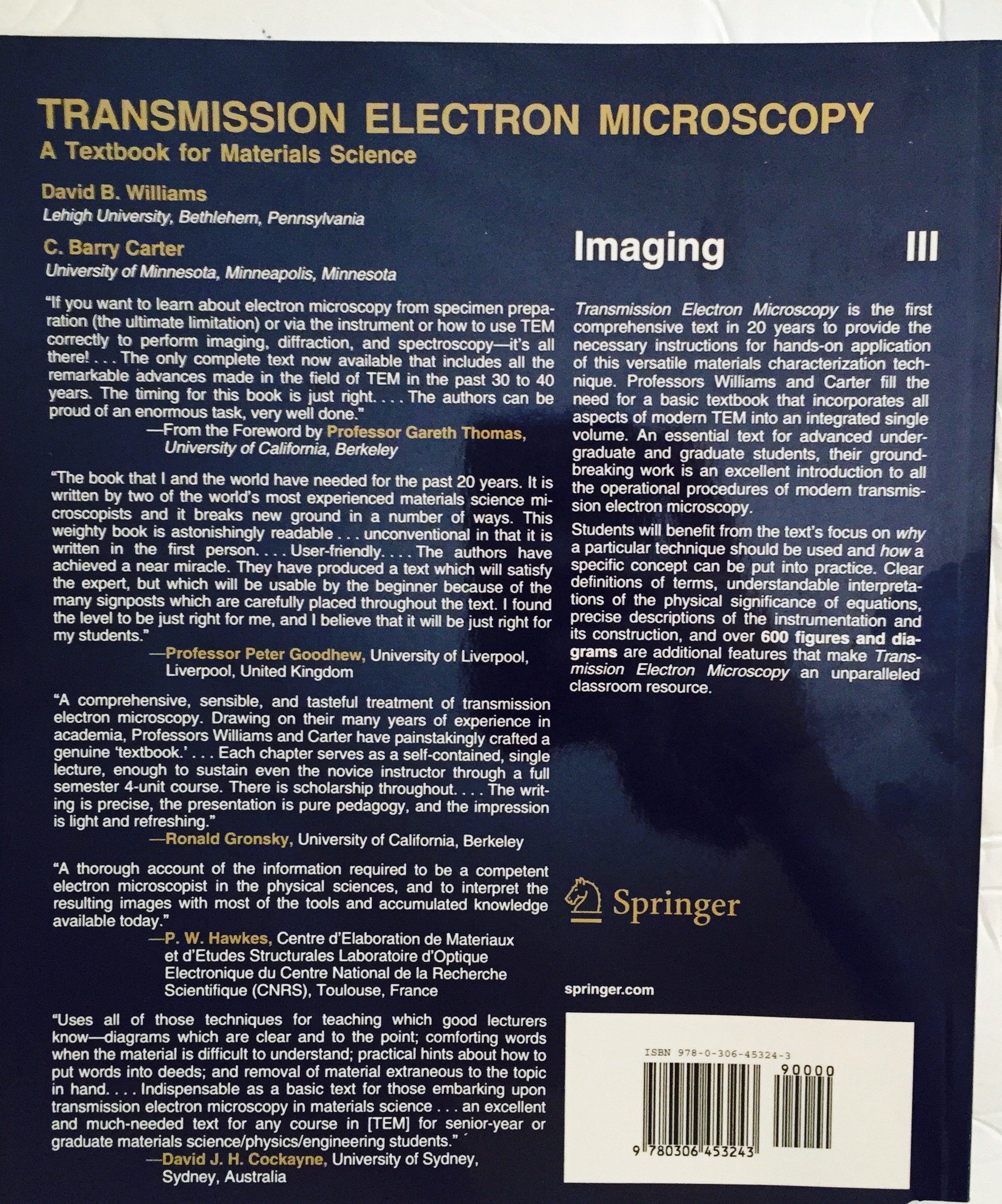 Transmission Electron Microscopy by David B. Williams Goodreads