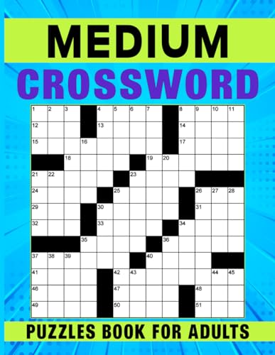 Medium Crossword Puzzles Book For Adults: Brain Teasers Puzzles For ...