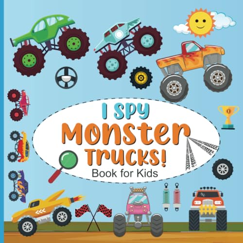 I Spy Monster Trucks! Book for Kids: Vehicles Counting and Guessing ...