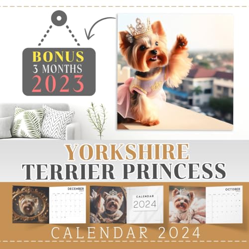 Yorkshire Terrier Princess Calendar 2024 2025 Jan 2024 to Dec 2024