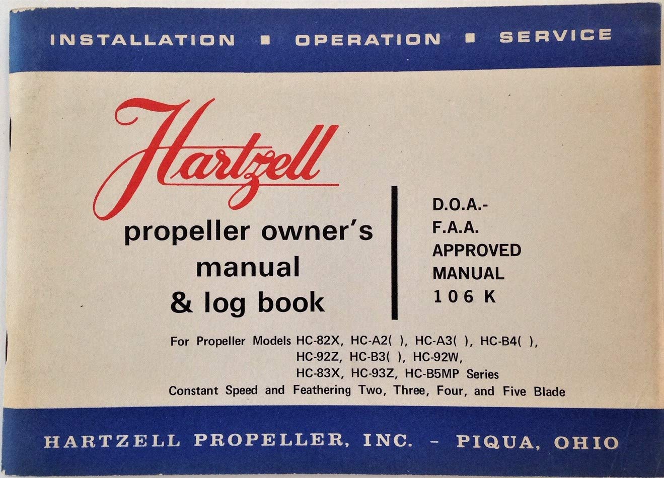 Hartzell Propeller Owner's Manual & Log Book by Inc. Hartzell Propeller Goodreads