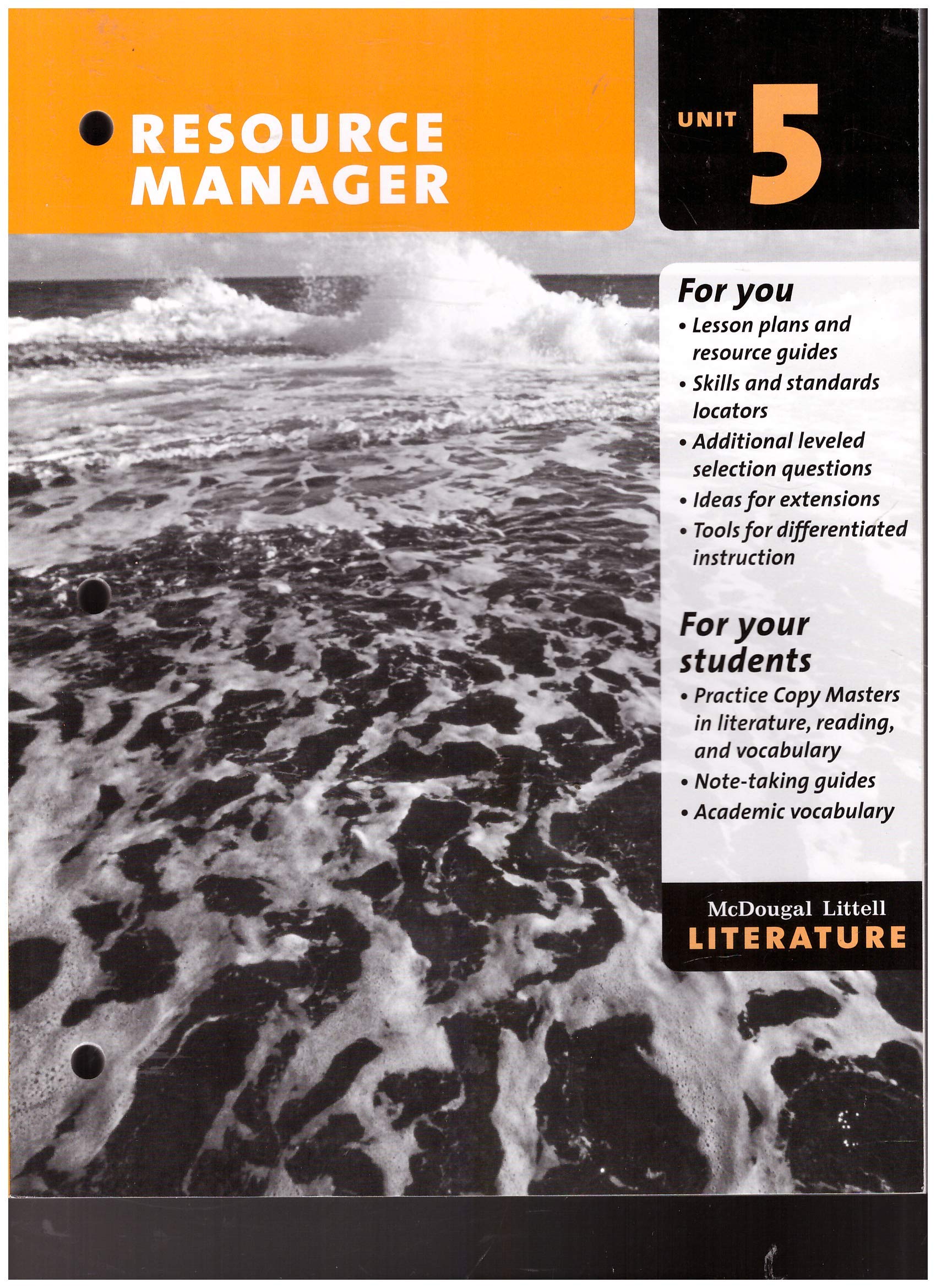 MCDOUGAL LITTELL LITERATURE RESOURCE MANAGER UNIT 5 by McDougal Littell ...