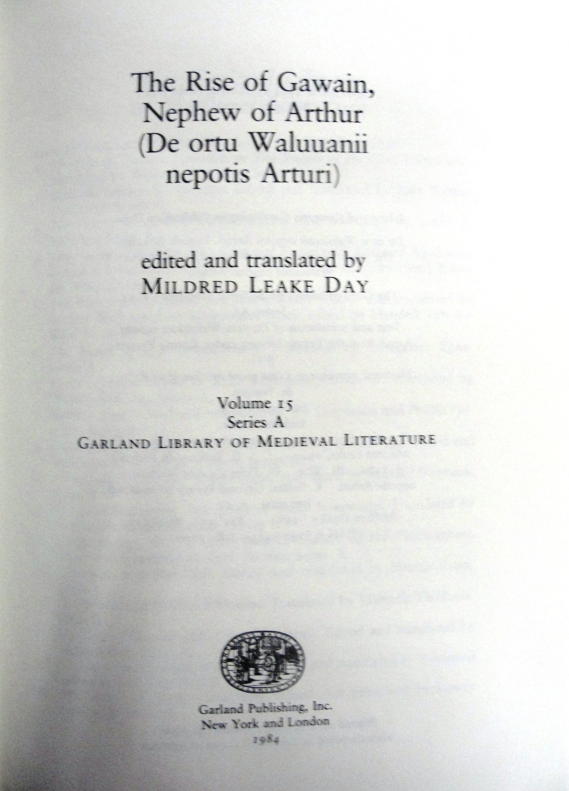 The Rise of Gawain, Nephew of Arthur: De Ortu Waluuanii Nepotis Arturi
