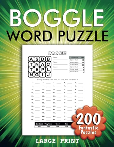 Boggle Word Puzzles Large Print: 200 Puzzles, Know How Many Words to ...