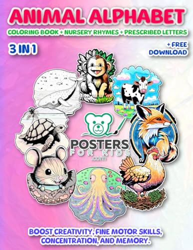 Animal Alphabet Coloring Book by Shubol3D: 26 animals, poems, and ...