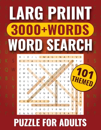 3000 Word Search for Adults Large Print 100 Themed Puzzles: Big Font ...