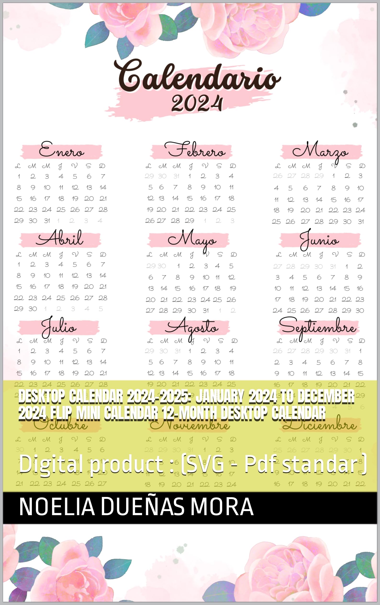 Desktop Calendar 20242025 January 2024 to December 2024 Flip Mini