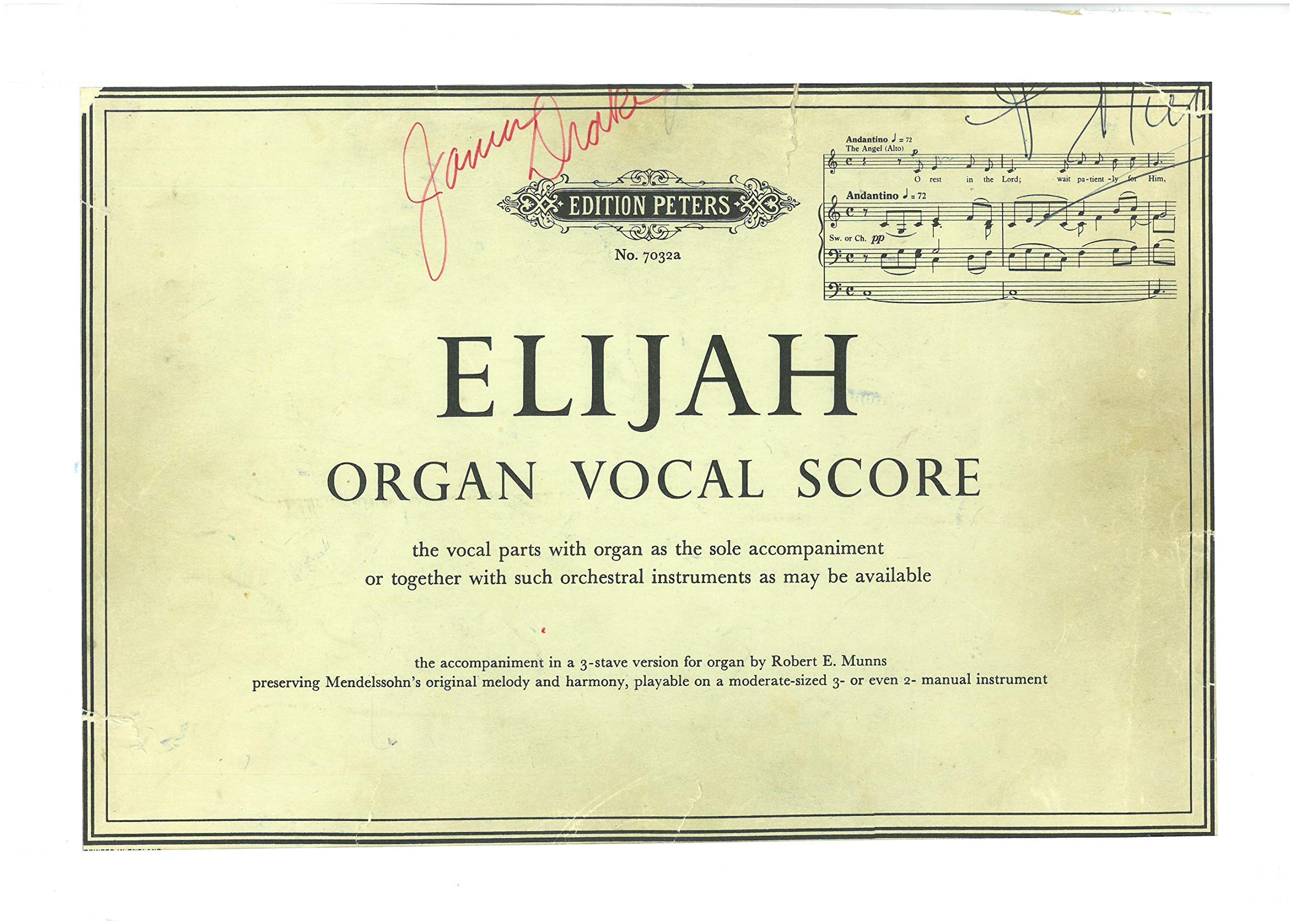 Organ Score Elijah Organ Vocal Score by Felix Mendelssohn | Goodreads