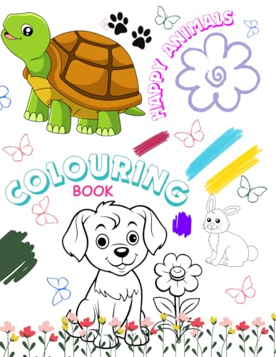 Simple & Big Coloring Book with Happy Animals and insects for Toddlers ...