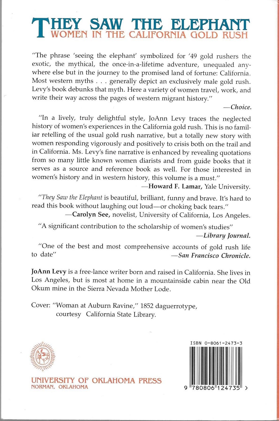 They Saw the Elephant: Women in the California Gold Rush [Paperback ...