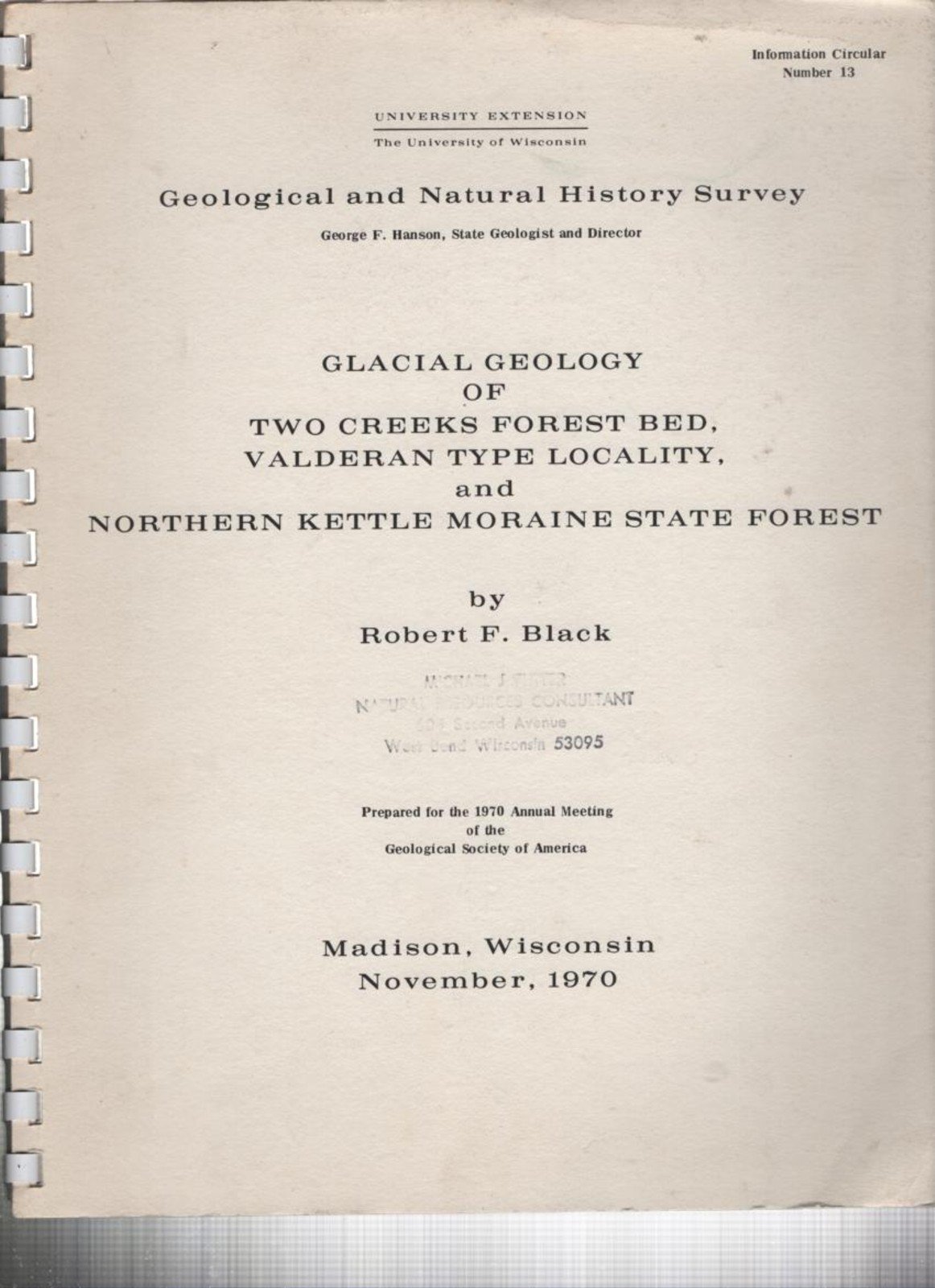 Glacial Geology of Two Creeks Forest Bed, Valderan Type Locality, and