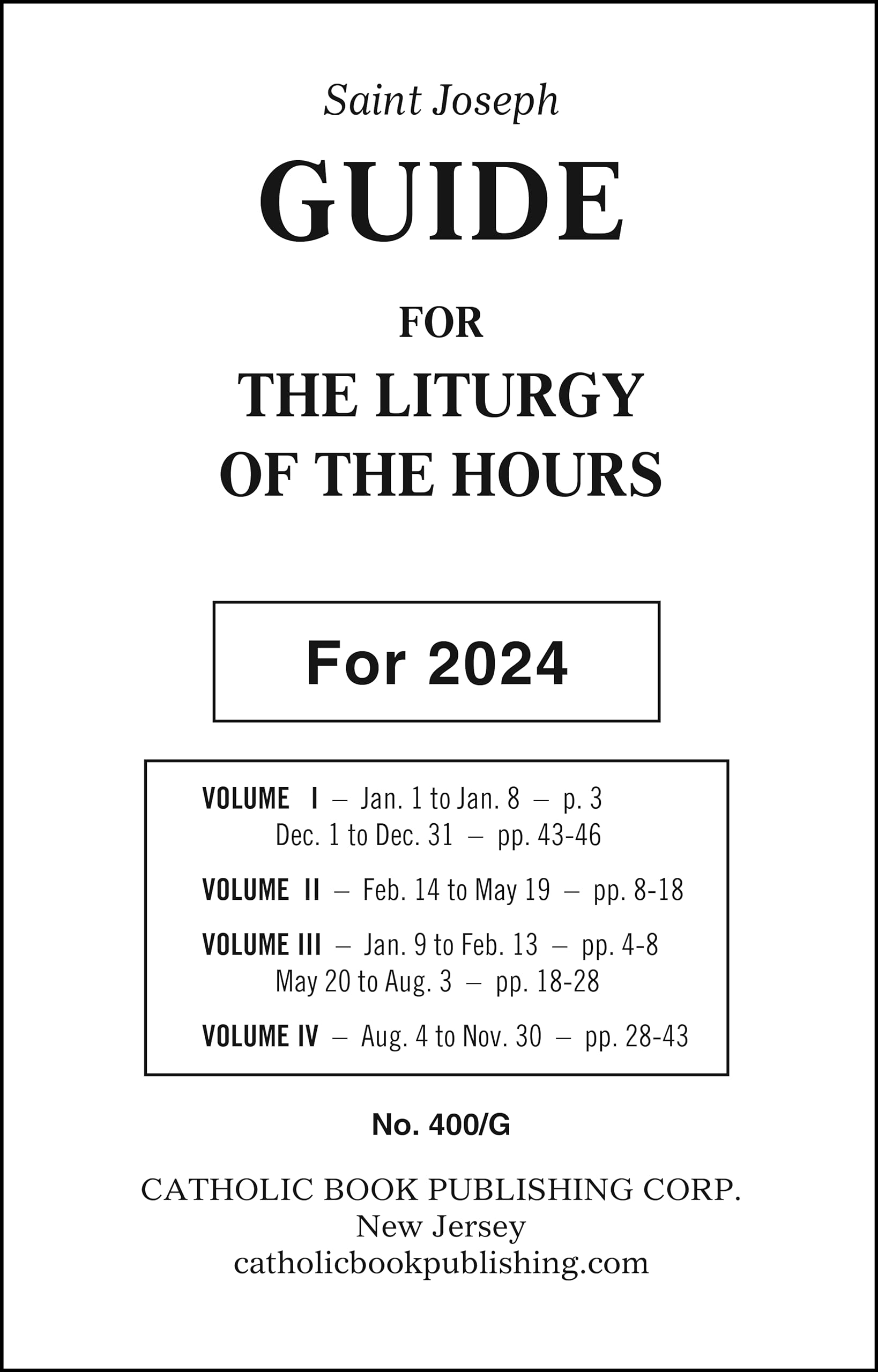 Liturgy of the Hours Guide 2024 by Catholic Book Publishing Corp