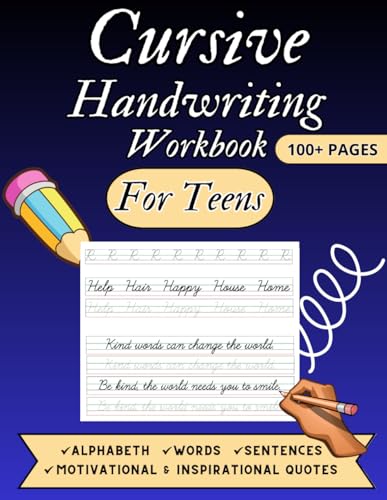 Cursive Handwriting Workbook For Teens: A cursive writing practice ...
