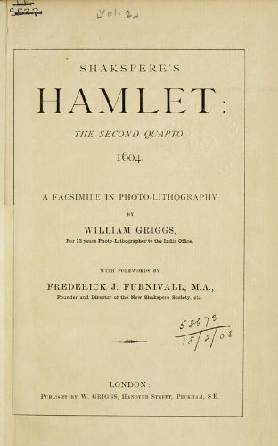 Hamlet: The First Quarto, 1603. A Facsimile In Photo-Lithography By ...