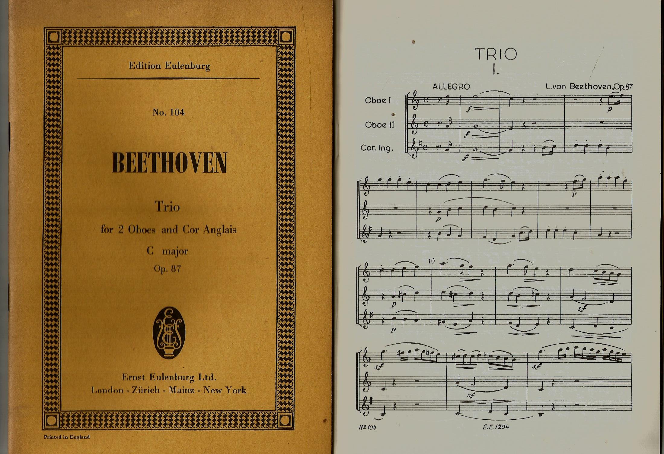 Trio. C major. For 2 oboes and English horn Op. 87, etc. [Score