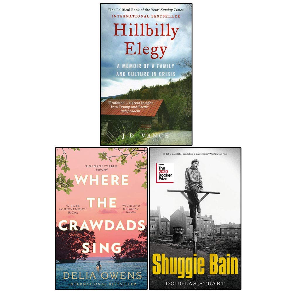 Hillbilly Elegy / Where the Crawdads Sing / Shuggie Bain 3 Books Collection Set