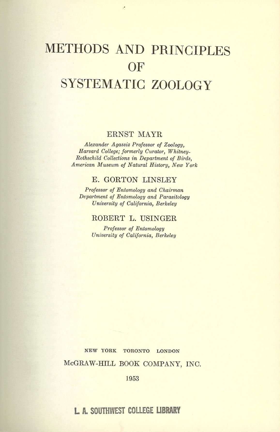 Principles of Systematic Zoology by Ernst W. Mayr Goodreads