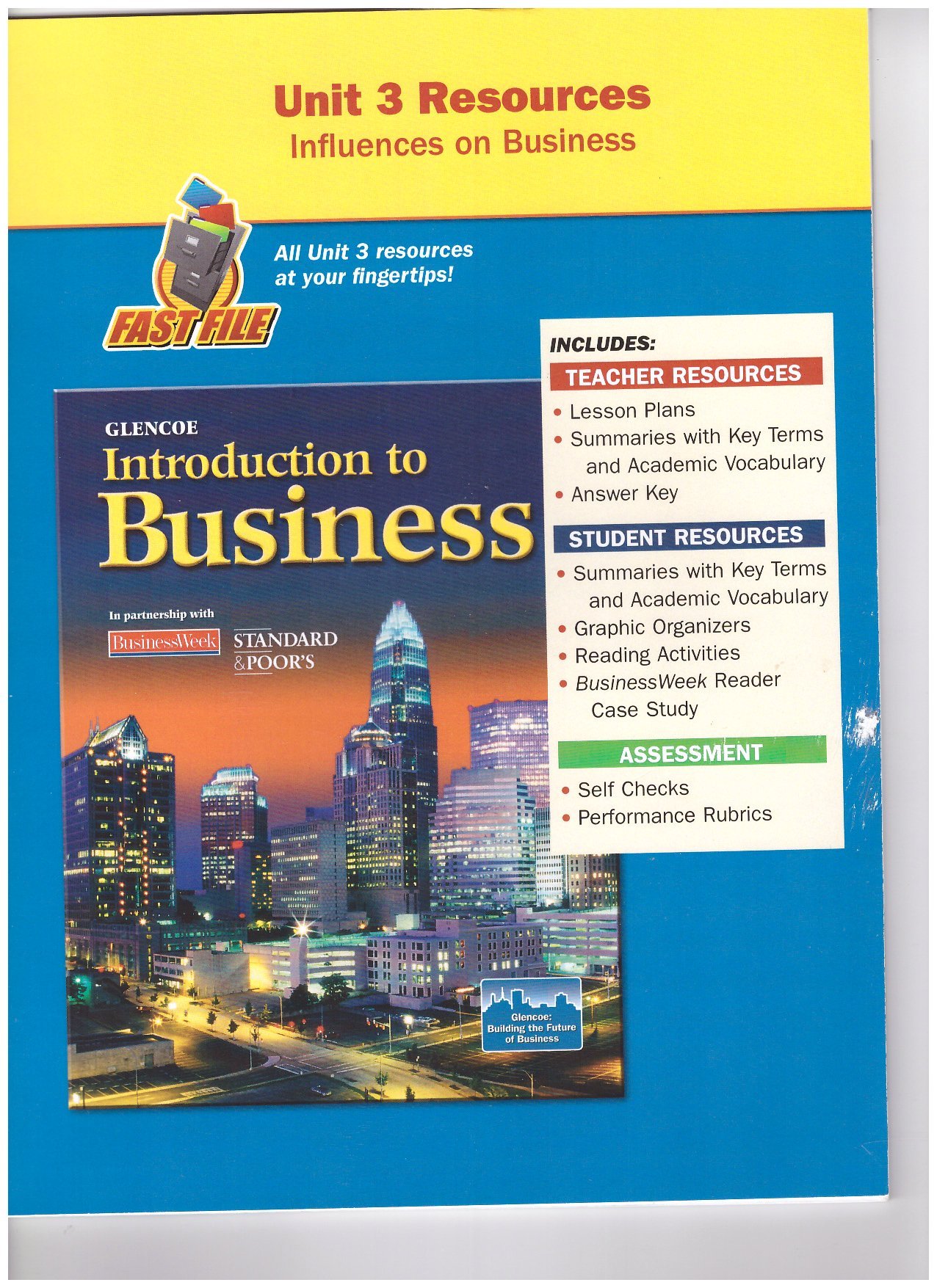 Unit 3 Resources Influences on Business Fast Files Glencoe Introduction