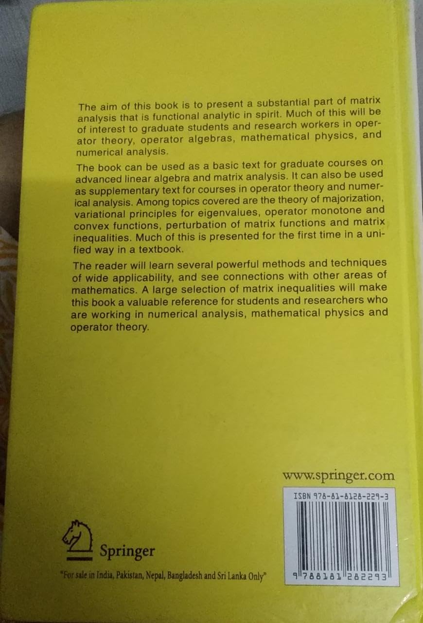 Matrix Analysis by Rajendra Bhatia Goodreads