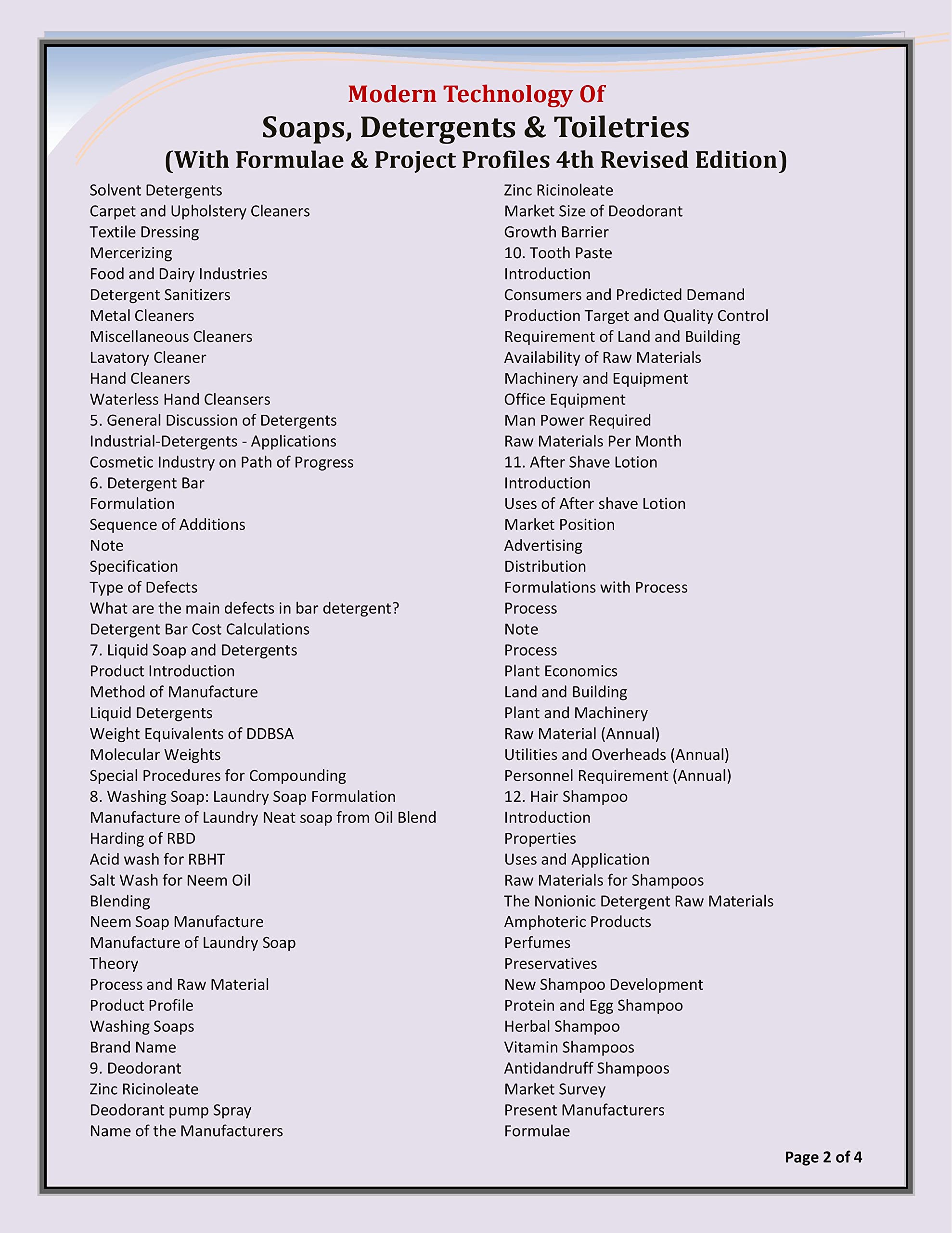 Modern Technology of Soaps, Detergents & Toiletries (with Formulae