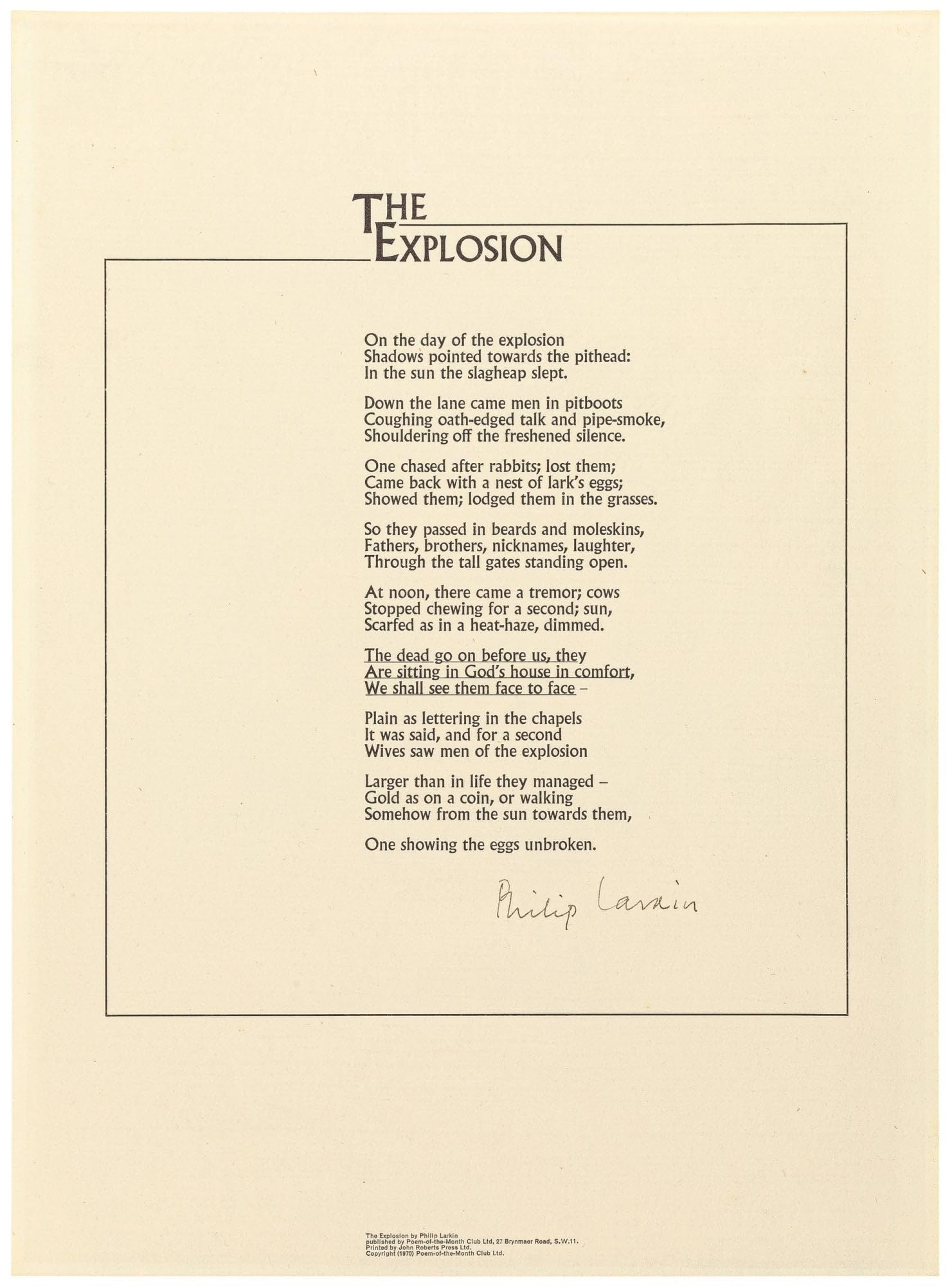 (Broadside): The Explosion by Philip Larkin | Goodreads