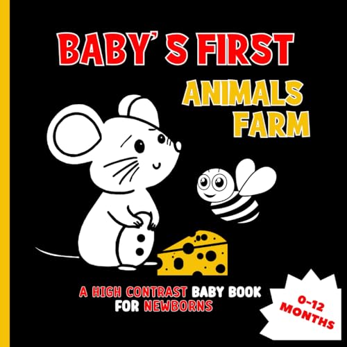 Baby's First Animals Farm Childrens High Contrast Book for Newborns