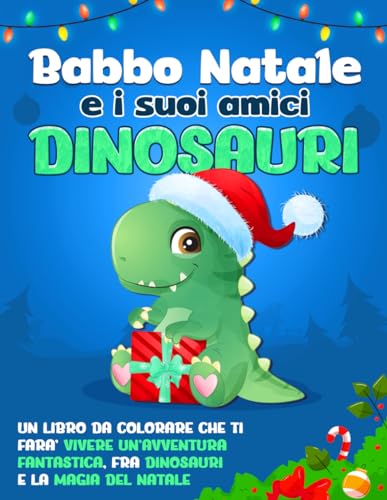 10 Decorazioni Albero Di Natale - Babbo Natale A Dondolo Su Dinosauro In Acrilico Con Nastri Oro
