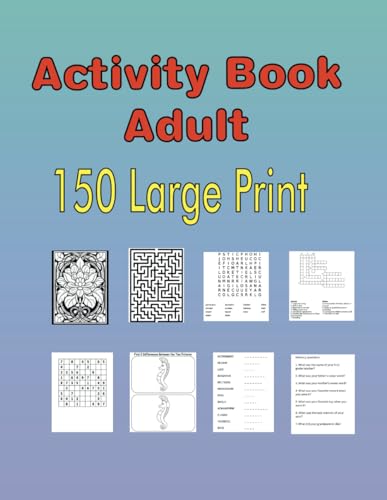 Activity Book Adult Large Print: 150 different puzzles activity book by ...