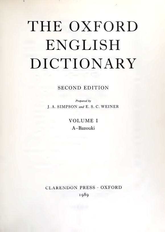 Oxford English Dictionary (vol. i) by J.A. Simpson Goodreads