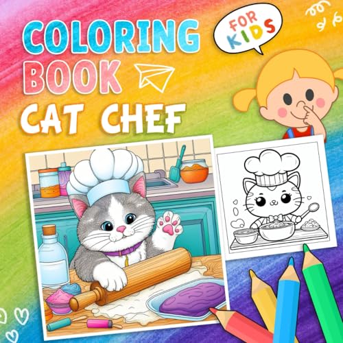 Cat Chef Coloring Book for Kids: Playful Coloring Pages Featuring 50