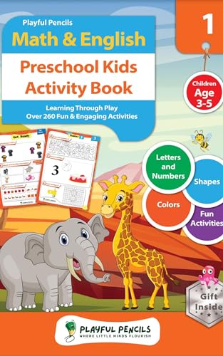 Playful Pencils Math & English Preschool Kids Activity Book: Learning through Play. Over 260 Fun & Engaging Activities. Children Age 3-5. Letters and Numbers Shapes Colors Fun Activities