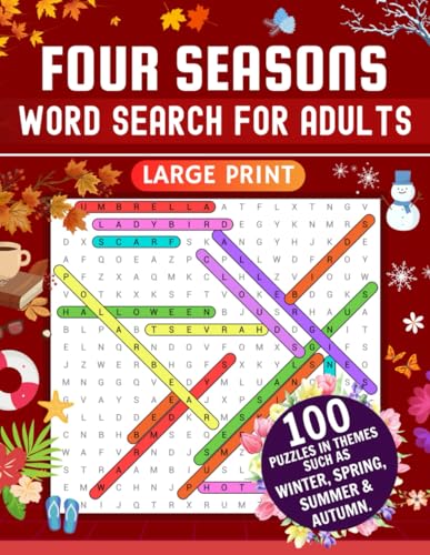 4 in 1 Four Seasons Word Search for Adults Large Print: Big 2000 Word ...