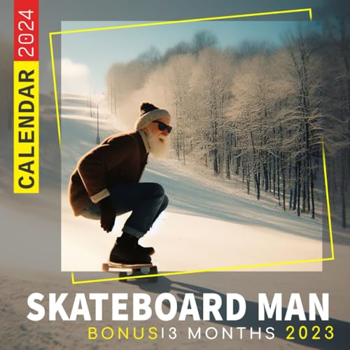 Skateboard Man Calendar 2024 Yearly Planner 15 Month Featuring