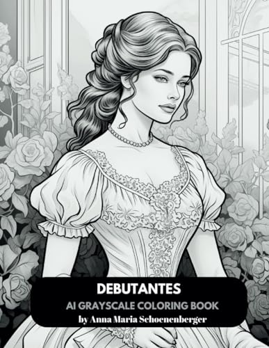 DEBUTANTES-AI Grayscale Coloring Book: The beauty and poise of young women in fanciful gowns by ...
